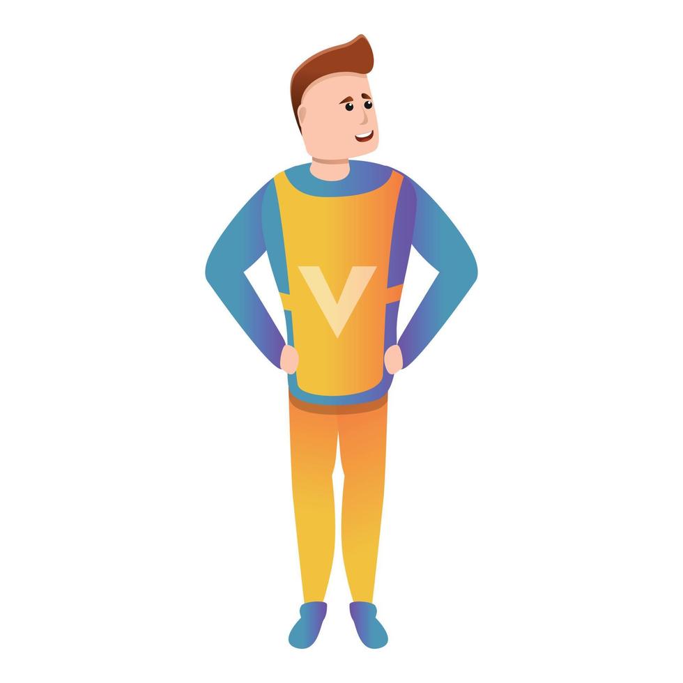 icono de joven voluntario, estilo de dibujos animados vector