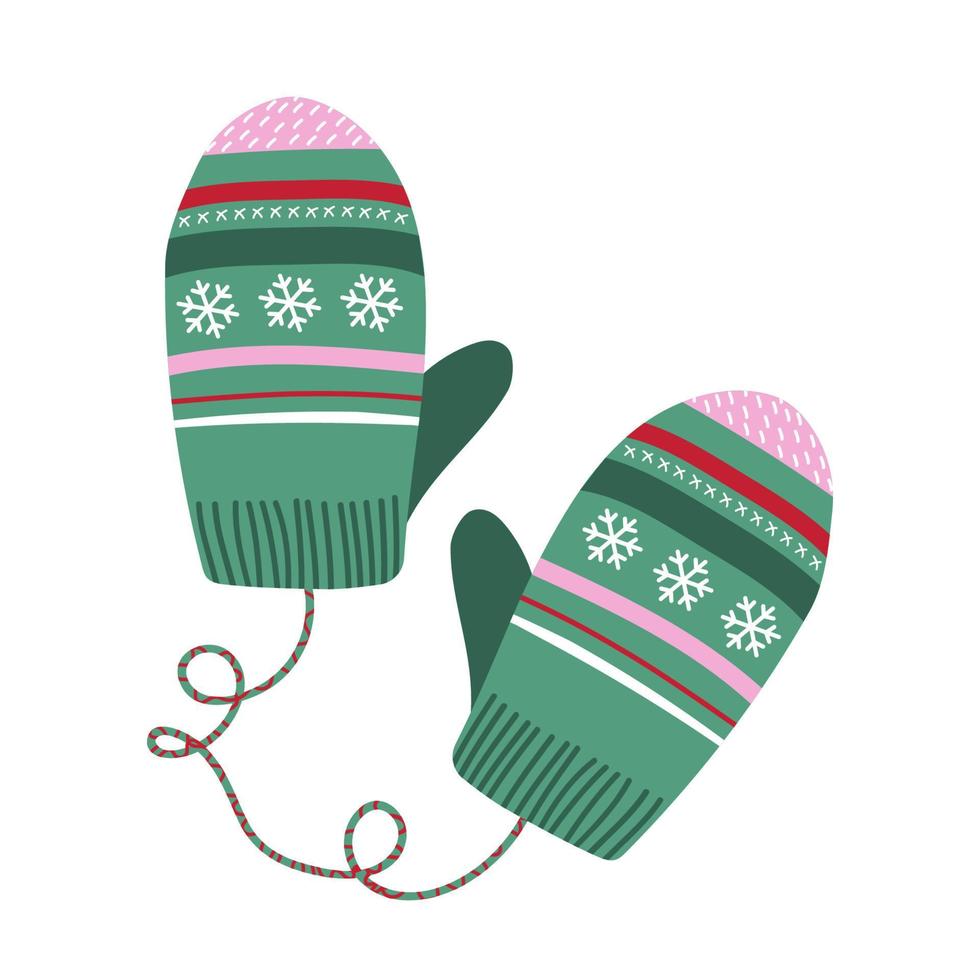 Winter mittens with snowflakes vector