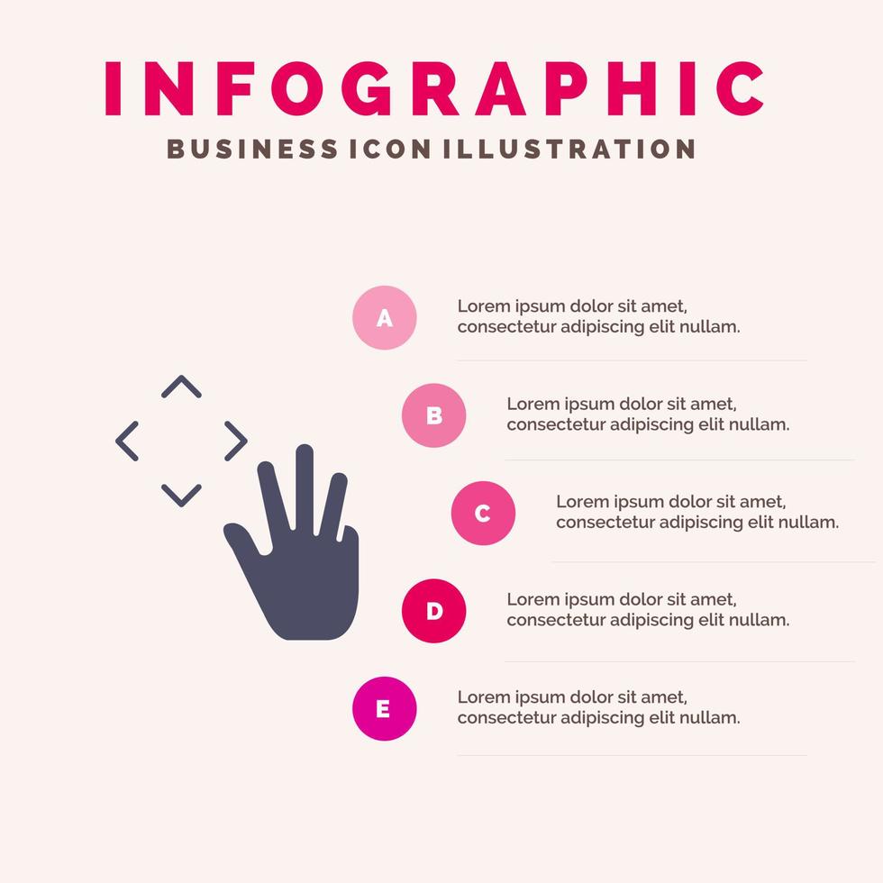 Hand Hand Cursor Up Croup Solid Icon Infographics 5 Steps Presentation Background vector