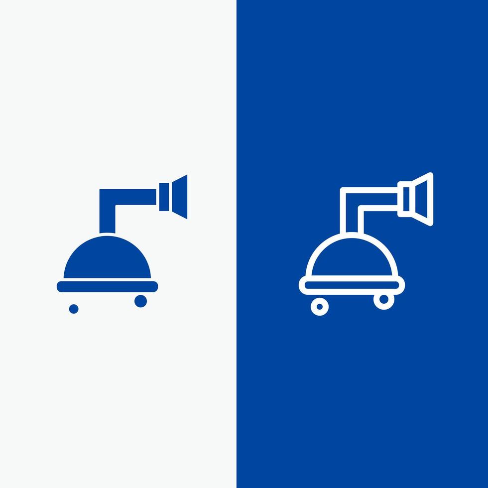 Bathroom Clean Shower Line and Glyph Solid icon Blue banner Line and Glyph Solid icon Blue banner vector