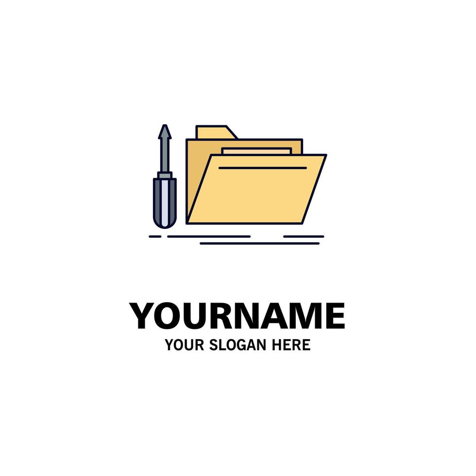 folder tool repair resource service Flat Color Icon Vector