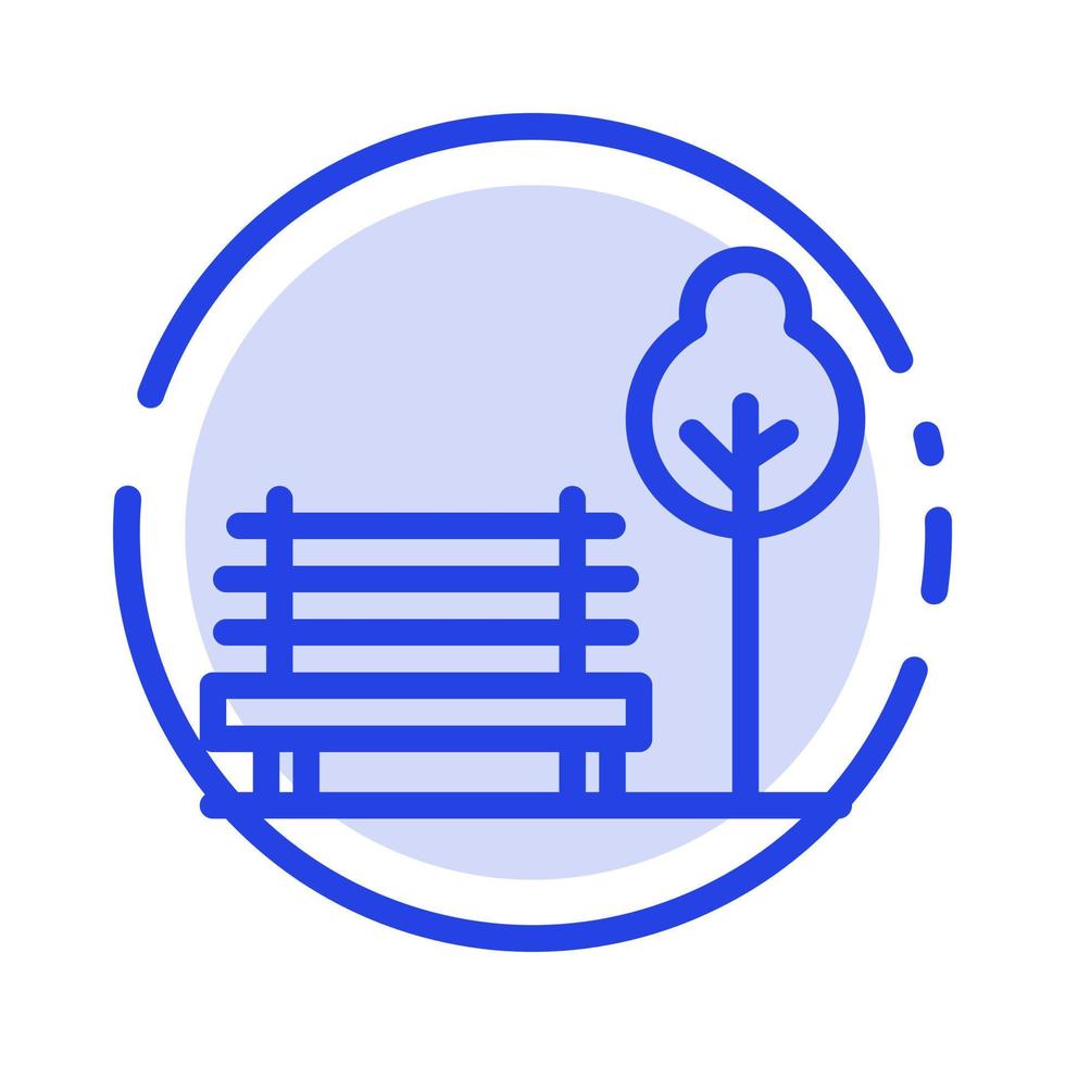 Bench Chair Park Hotel Blue Dotted Line Line Icon vector