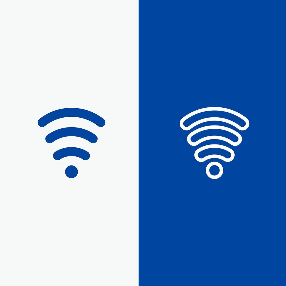 línea de señal de servicios wifi y glifo icono sólido banner azul línea y glifo icono sólido banner azul vector