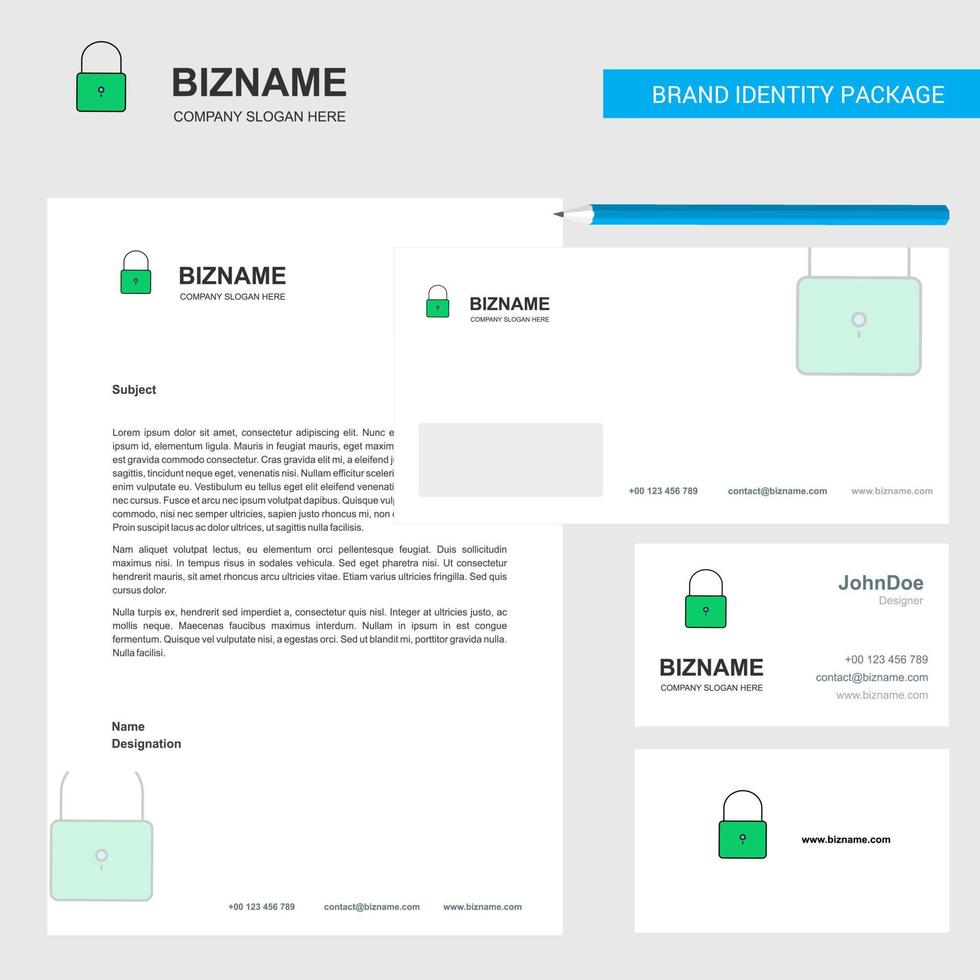 Locked Business Letterhead Envelope and visiting Card Design vector template