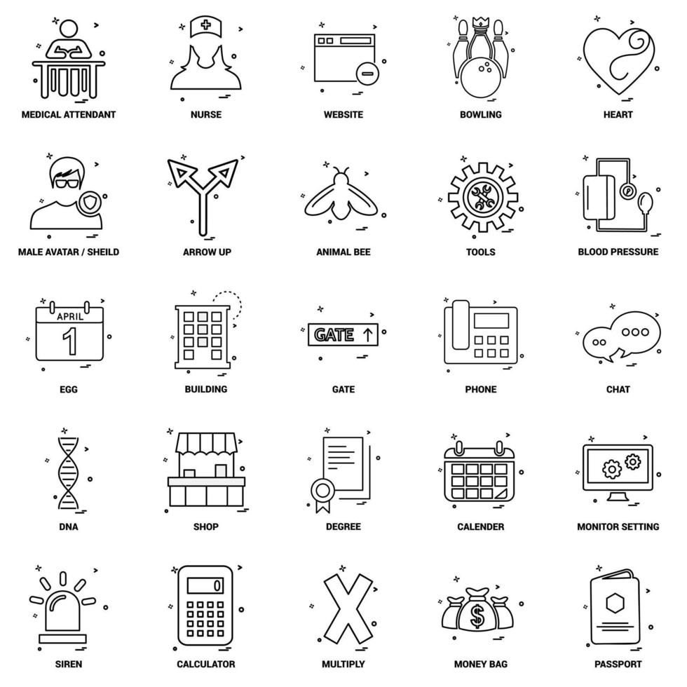 25 Business Concept Mix Line Icon set vector