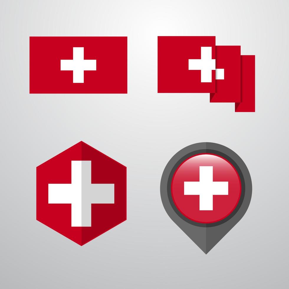 Switzerland flag design set vector