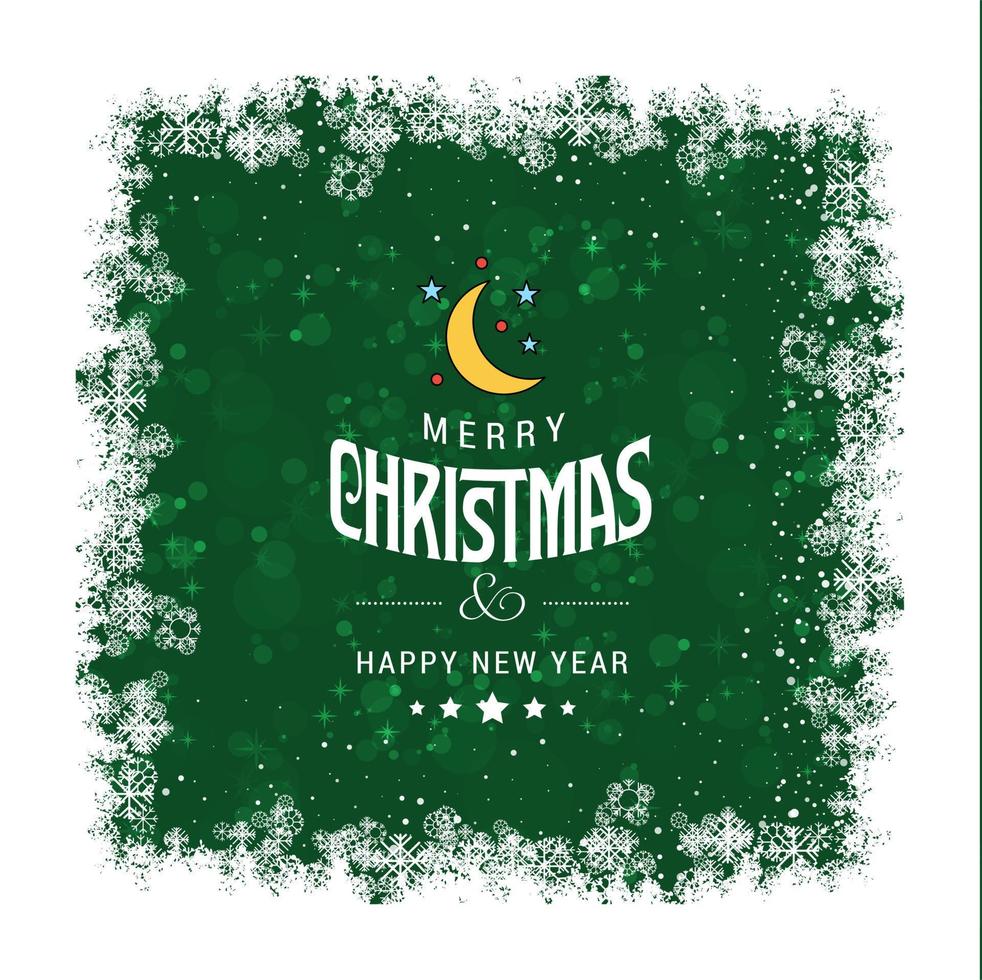 Christmas greetings card with typography and green background vector