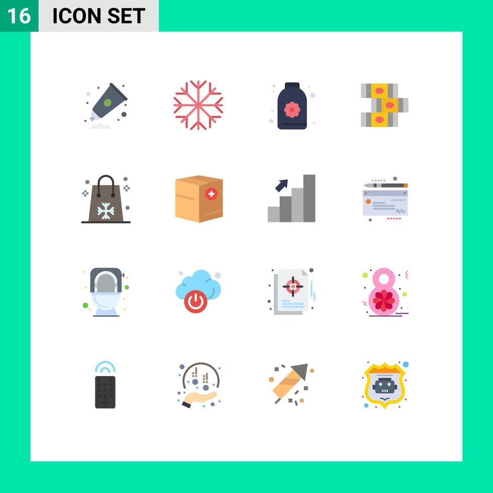 16 signos de colores planos universales símbolos de vacaciones pascua sauna navidad educación paquete editable de elementos de diseño de vectores creativos