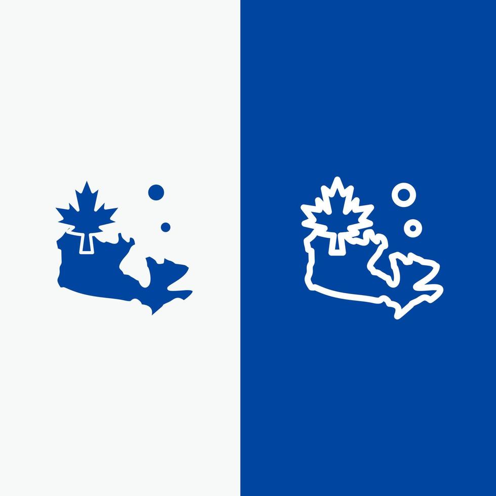 Map Canada Leaf Line and Glyph Solid icon Blue banner Line and Glyph Solid icon Blue banner vector