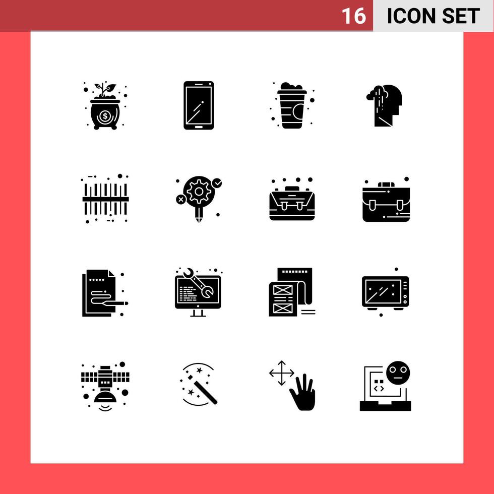 16 iconos creativos signos y símbolos modernos de código de barras melancolía samsung depresión humana elementos de diseño vectorial editables vector