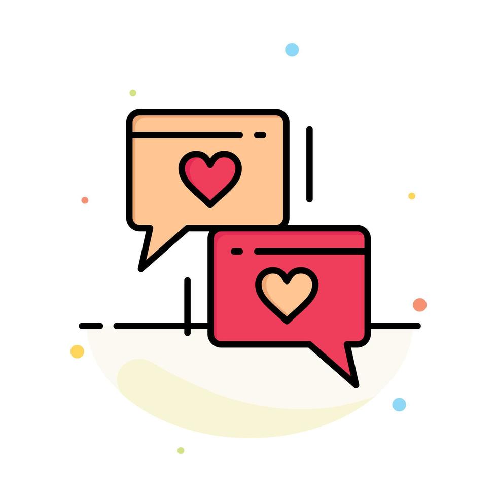 Chat Love Heart Wedding Abstract Flat Color Icon Template vector