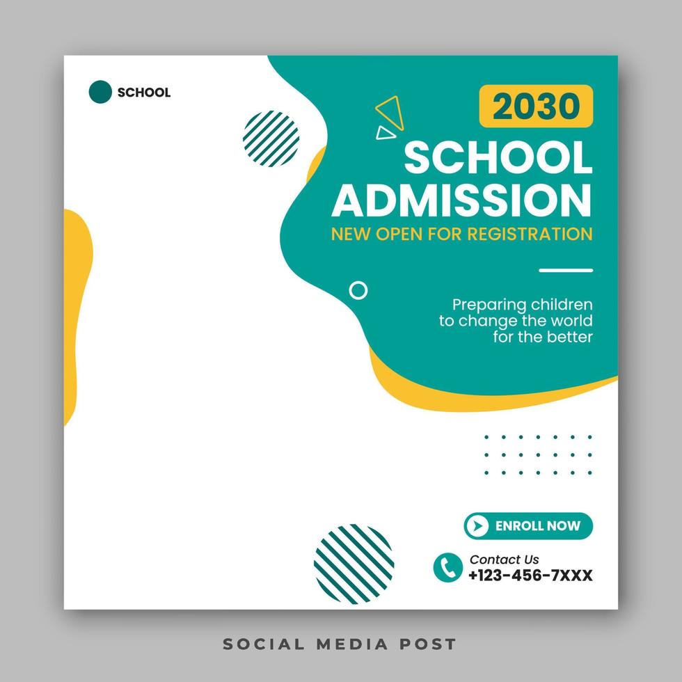 School admission social media post template vector