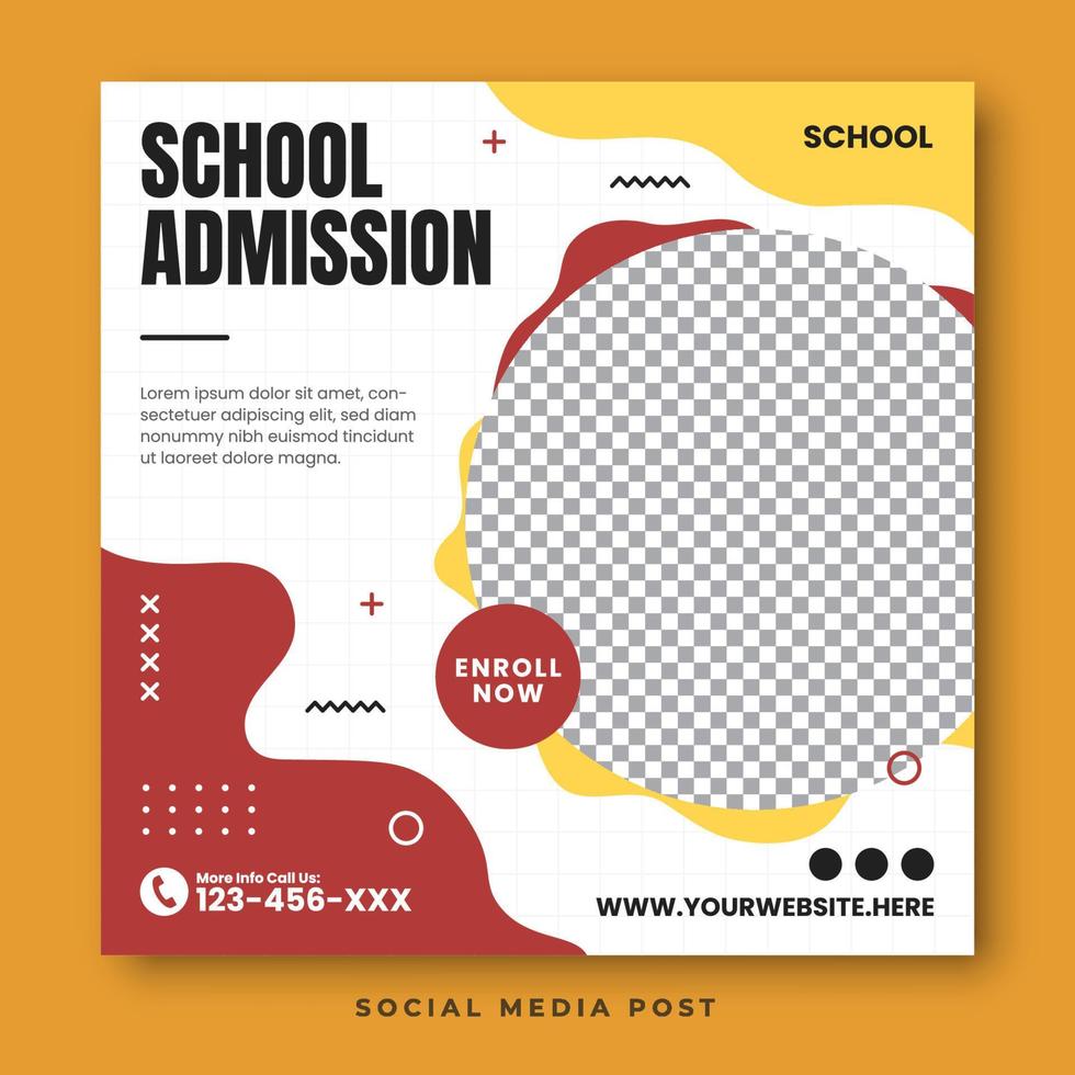 School admission social media post template vector