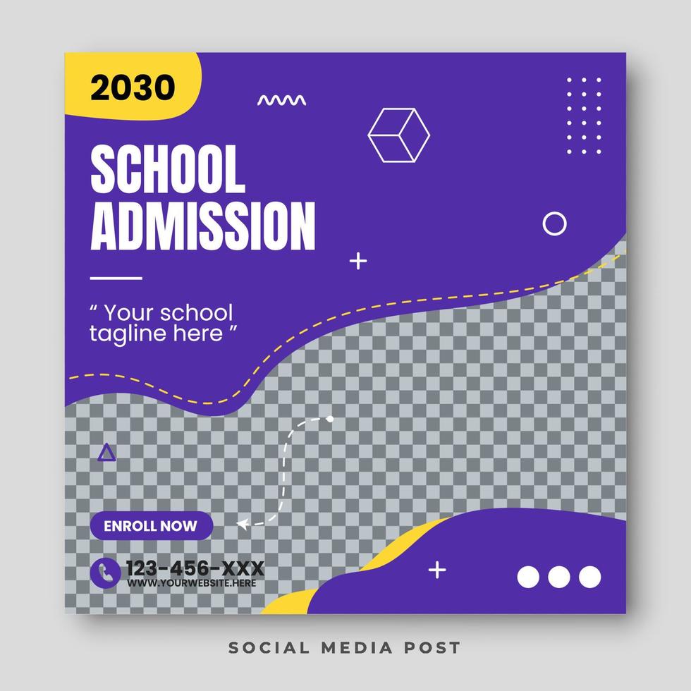 School admission social media post template vector