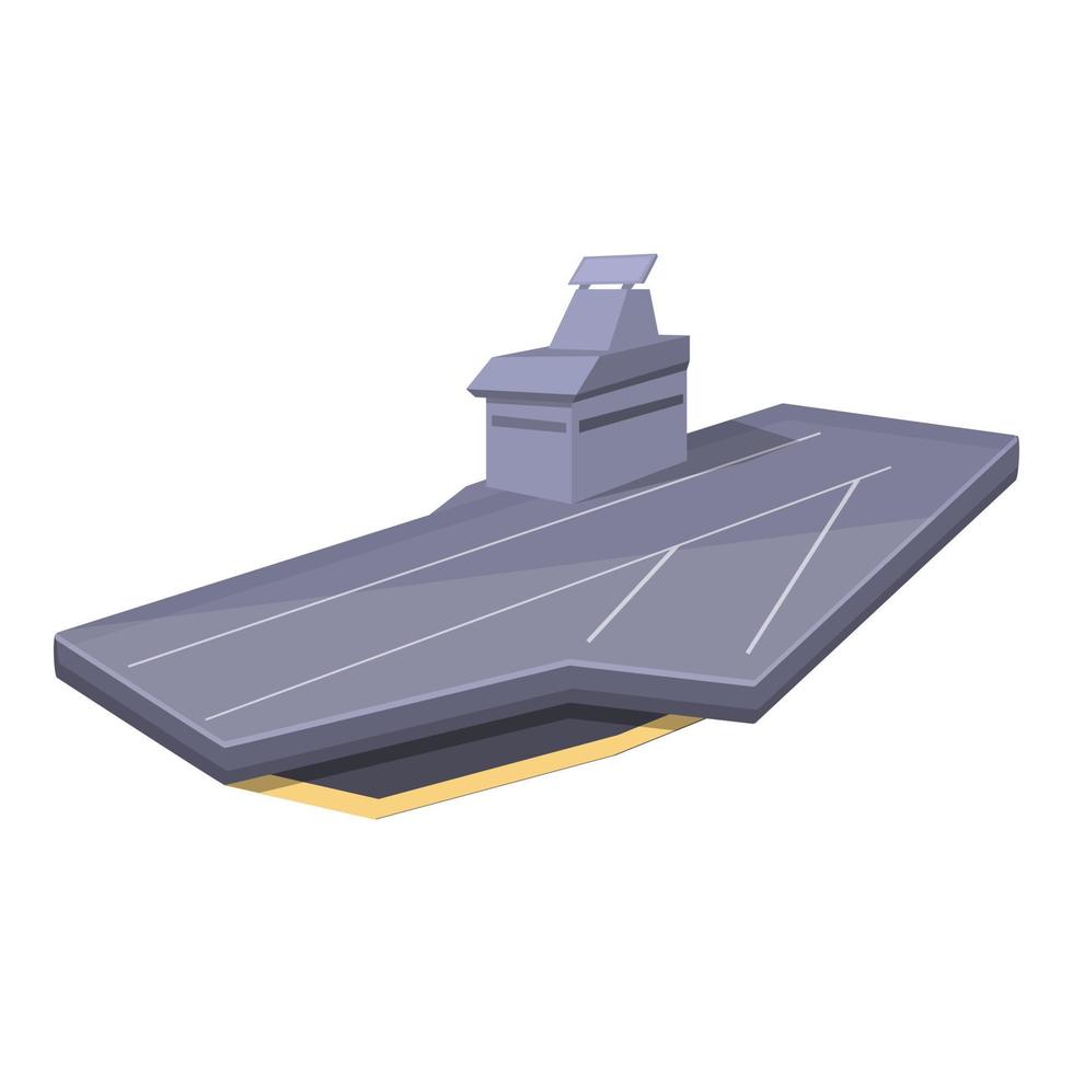 Aircraft carrier aviation icon, cartoon style vector