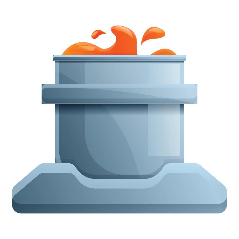 Metallurgy boiling pot icon, cartoon style vector