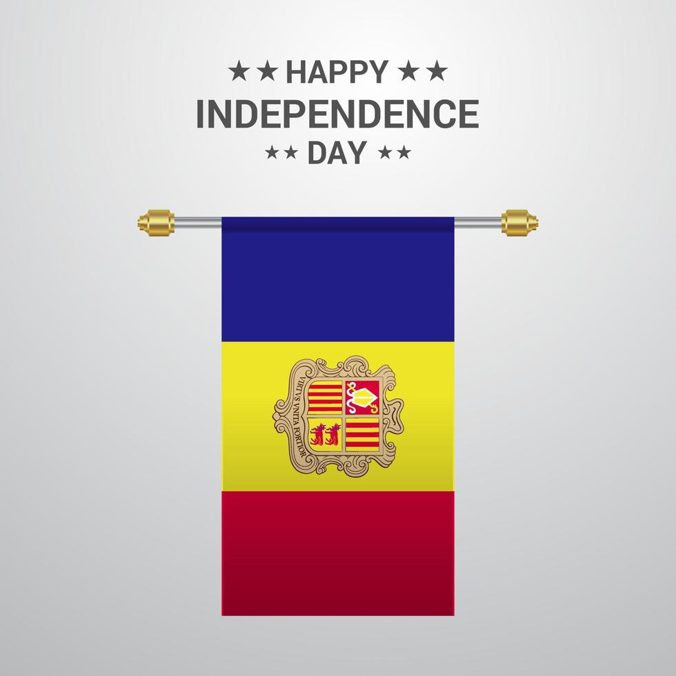 Andorra Independence day hanging flag background vector