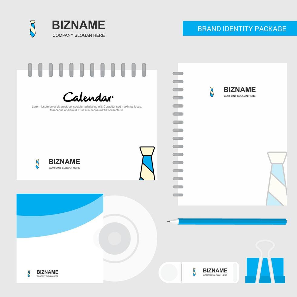 Tie Logo Calendar Template CD Cover Diary and USB Brand Stationary Package Design Vector Template