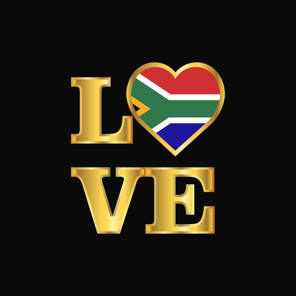 Love typography South Africa flag design vector Gold lettering