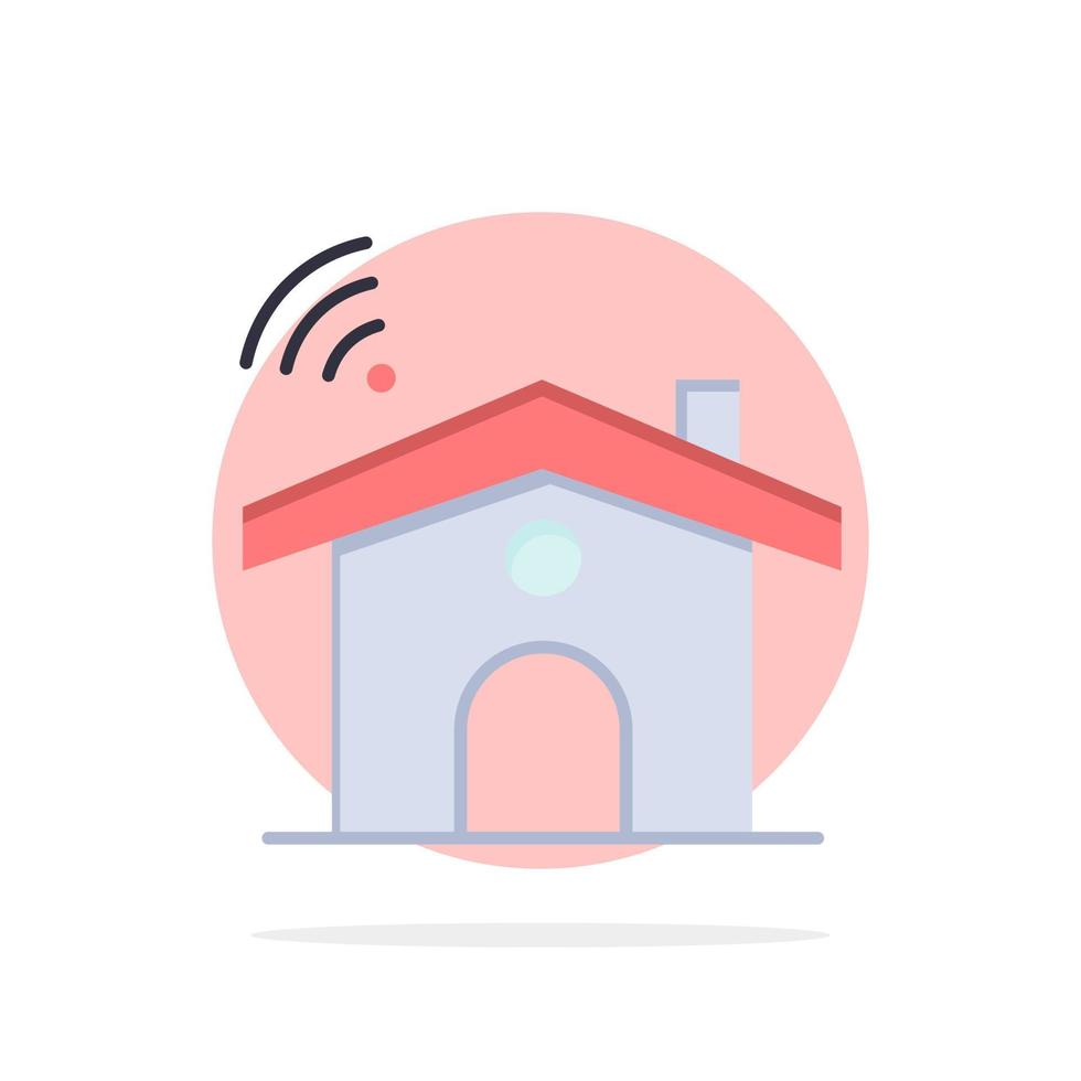 icono de color plano de fondo de círculo abstracto de casa de señal de servicio wifi vector