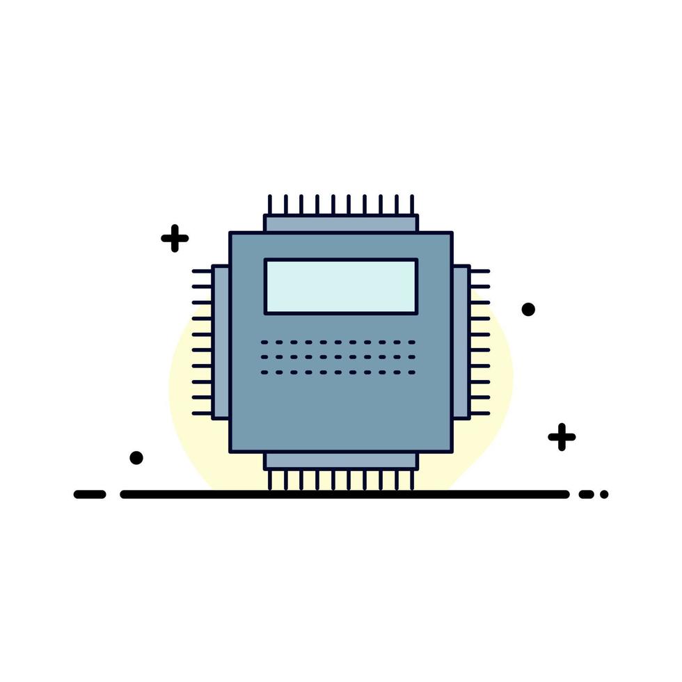 Processor Hardware Computer PC Technology Flat Color Icon Vector