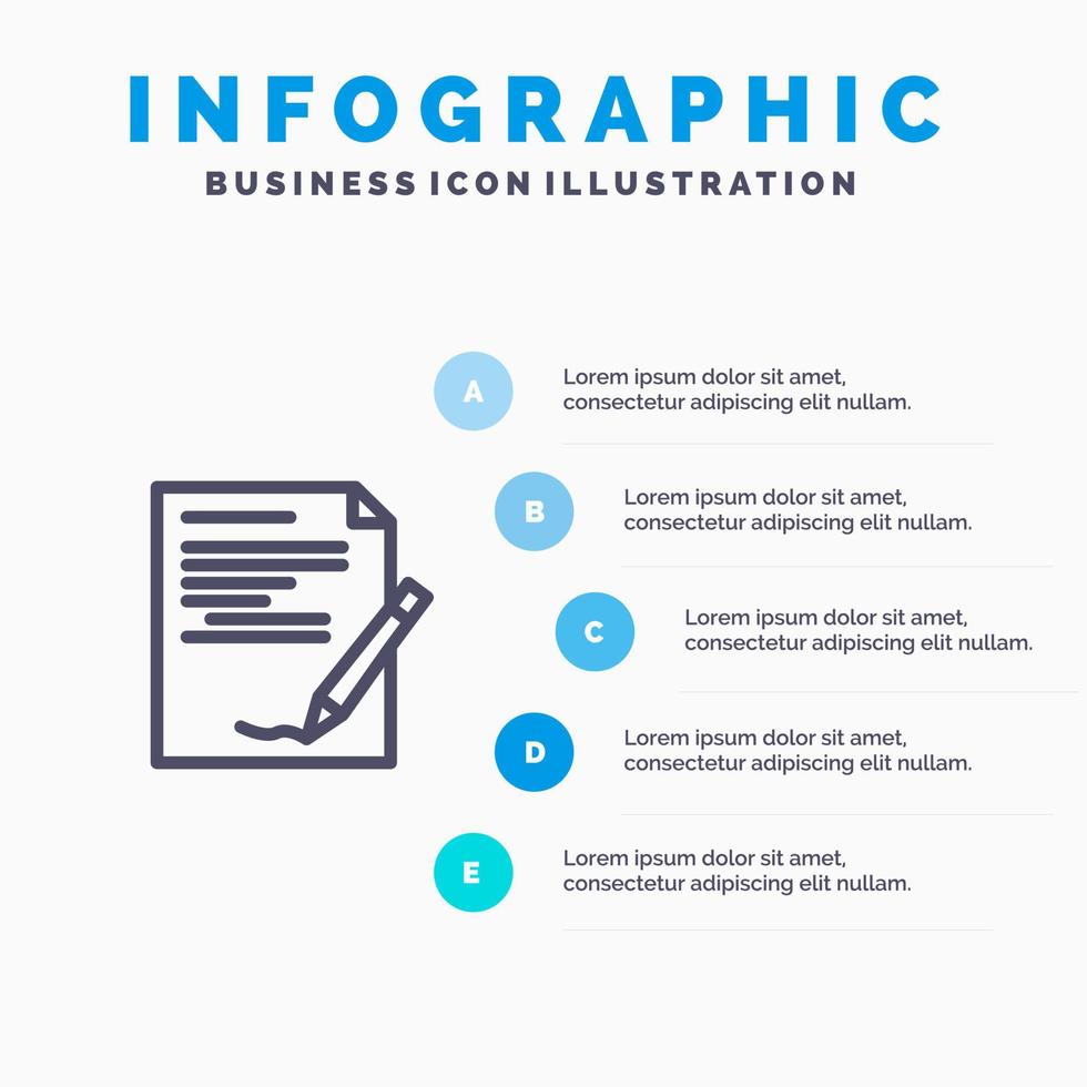 Agreement Paper Document Note Report Line icon with 5 steps presentation infographics Background vector
