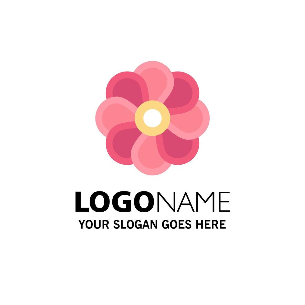 Flower Nature Plant Spring Business Logo Template Flat Color vector