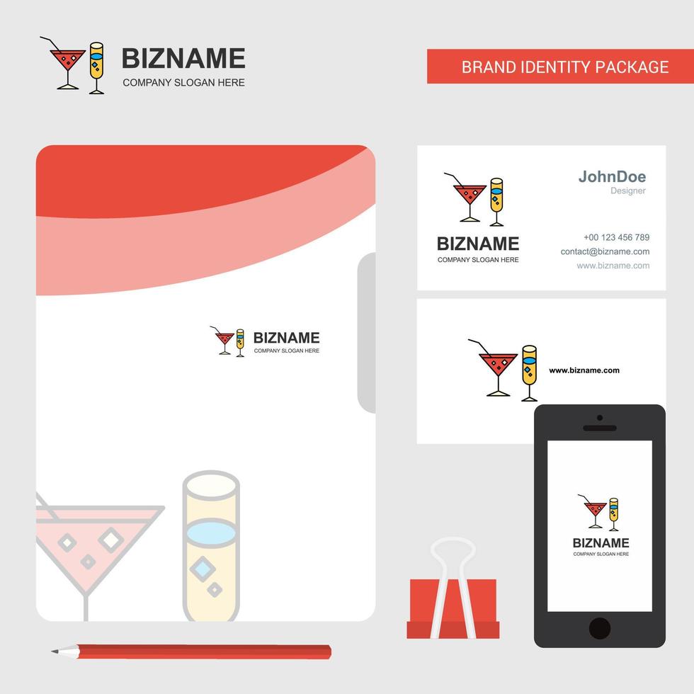 Drinks Business Logo File Cover Visiting Card and Mobile App Design Vector Illustration