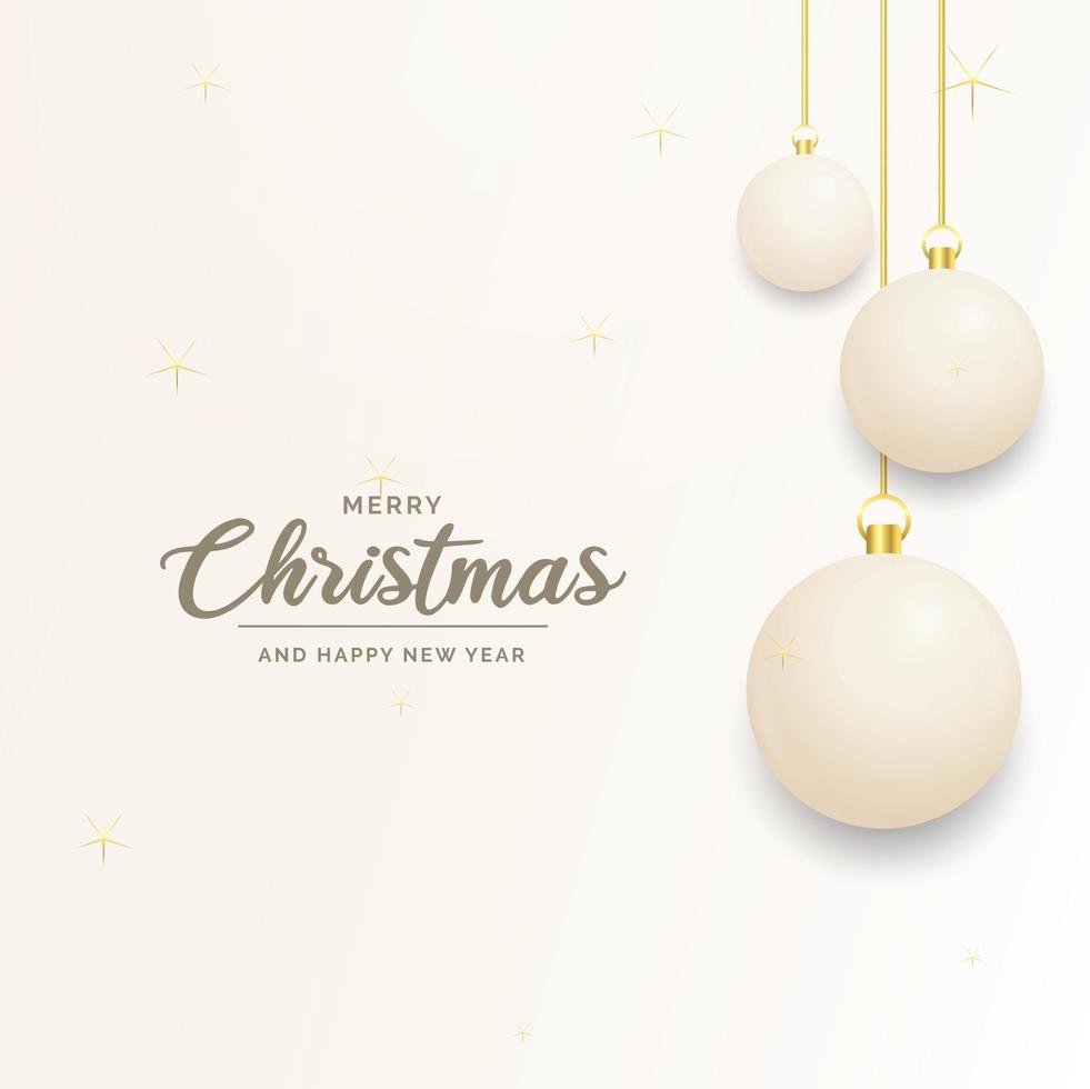 Festive Christmas decoration White and gold christmas balls for website. social networks. blog or your video channel vector