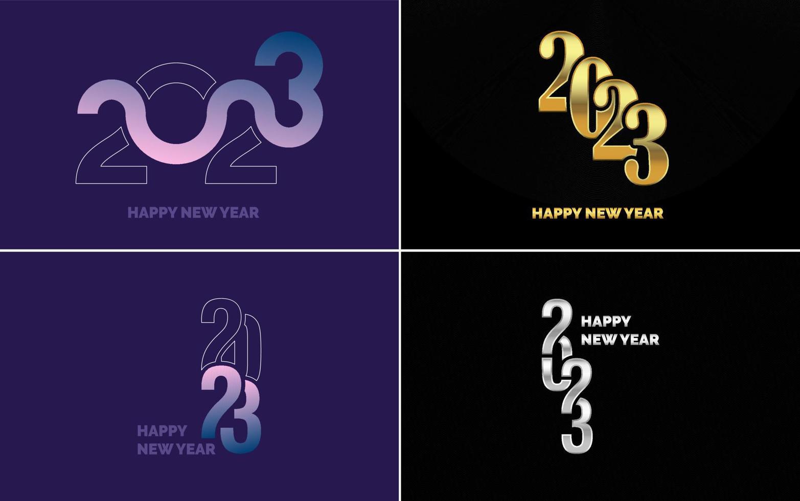 Happy New Year 2023 text design Pack. for Brochure design template. card. banner vector