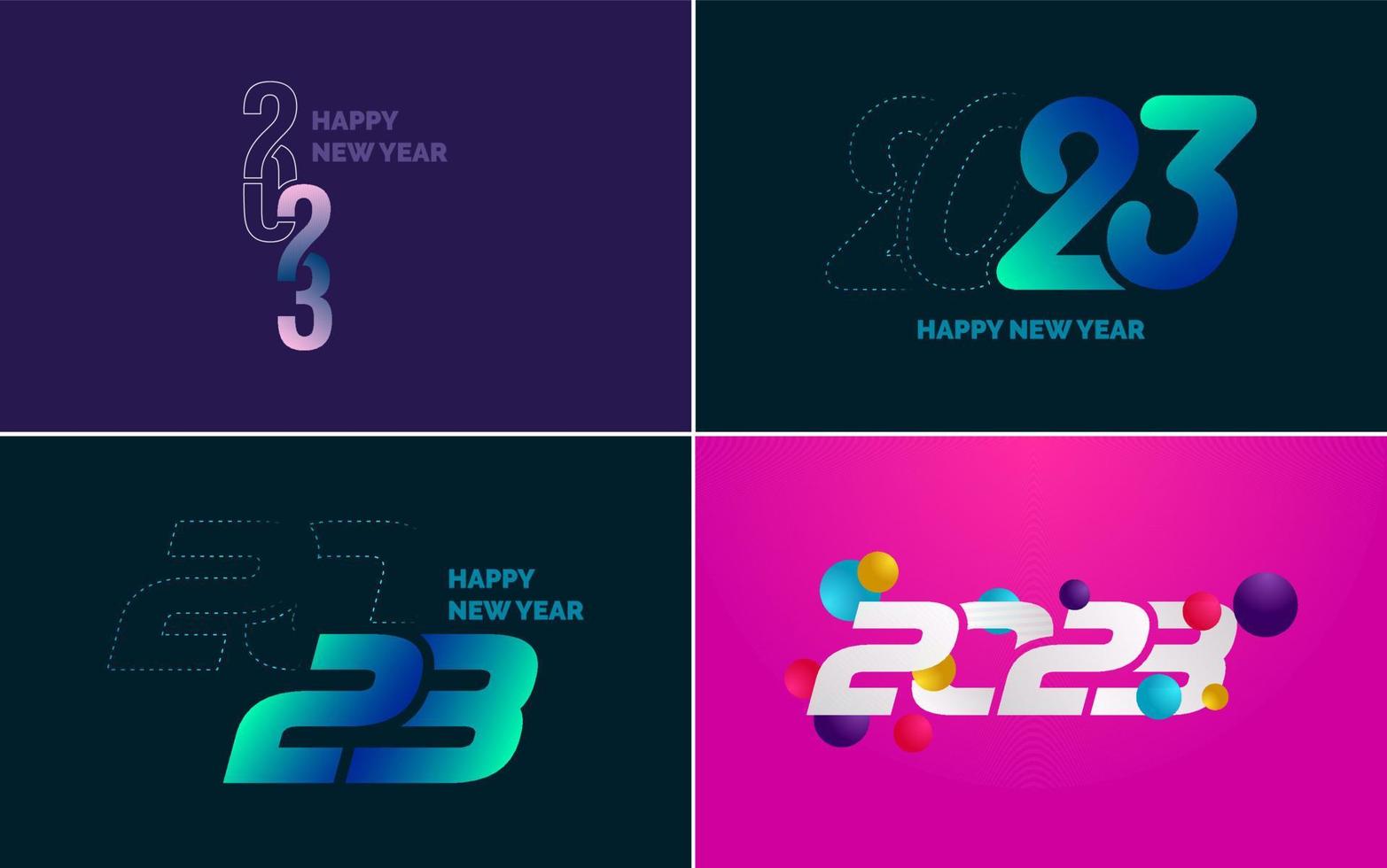 Happy New Year 2023 text design Pack. for Brochure design template. card. banner vector