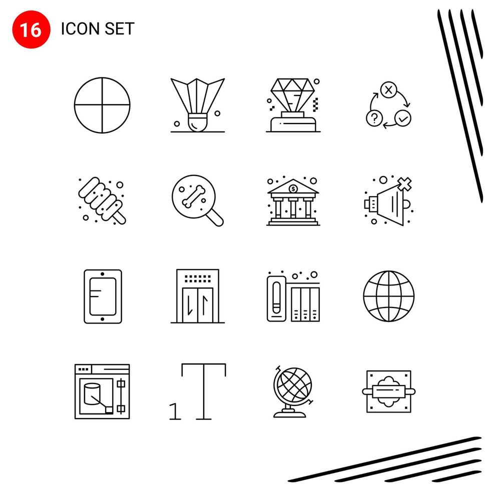 Collection of 16 Vector Icons in Line style Pixle Perfect Outline Symbols for Web and Mobile Line Icon Signs on White Background 16 Icons Creative Black Icon vector background