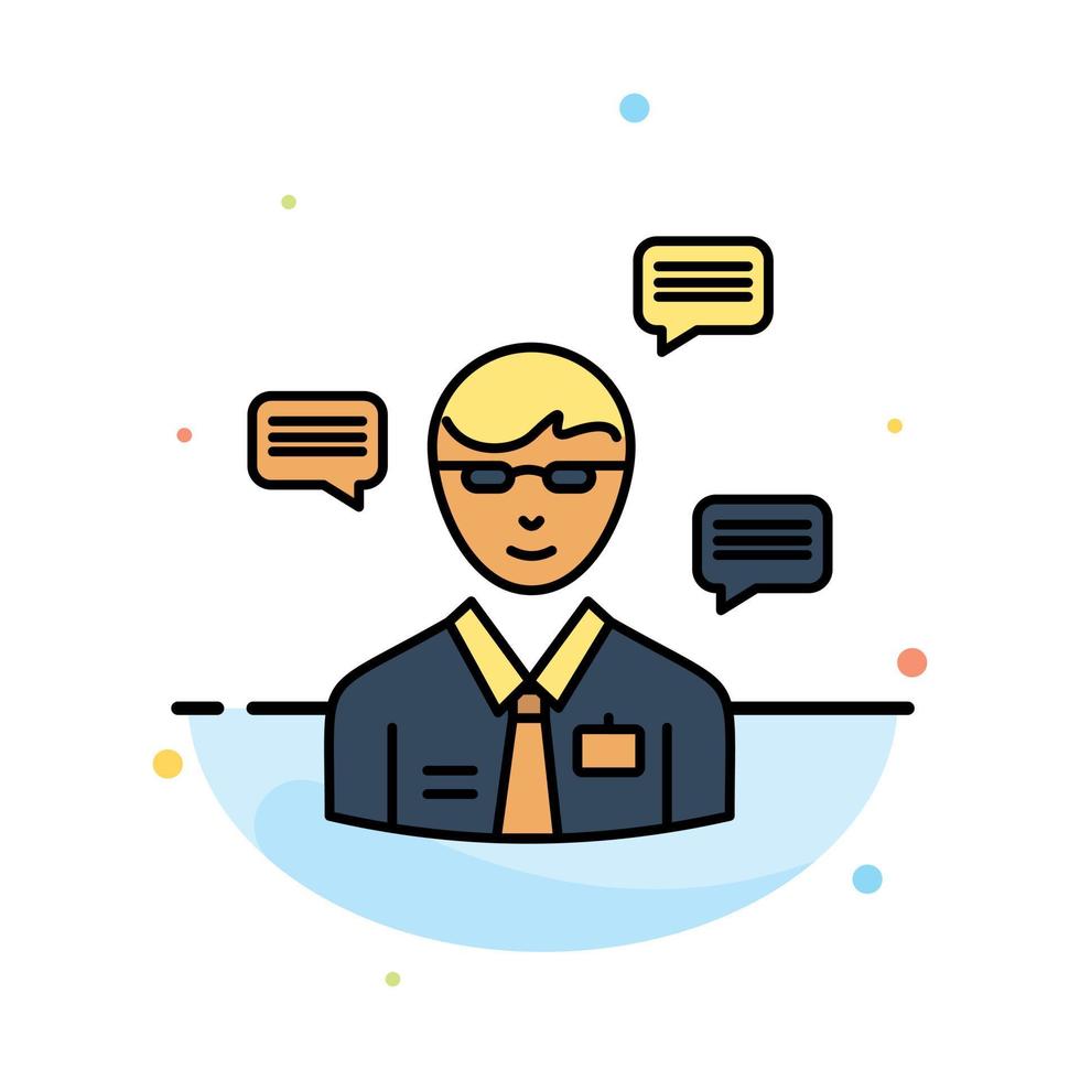 Man Manager Sms Chat Popup Abstract Flat Color Icon Template vector