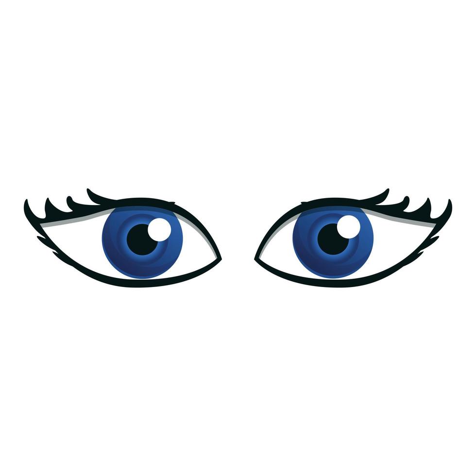 Lady eyes icon, cartoon style vector