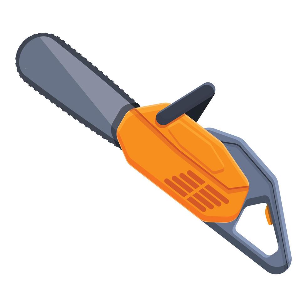 Electric chainsaw icon, cartoon style vector