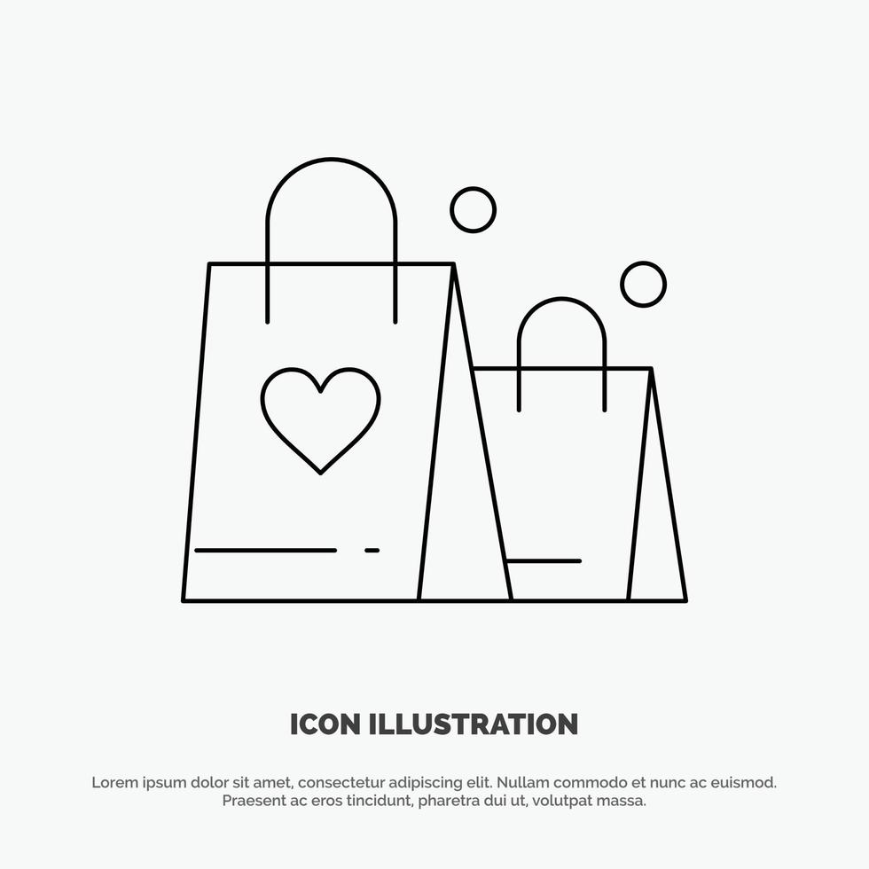 Handbag Love Heart Wedding Line Icon Vector