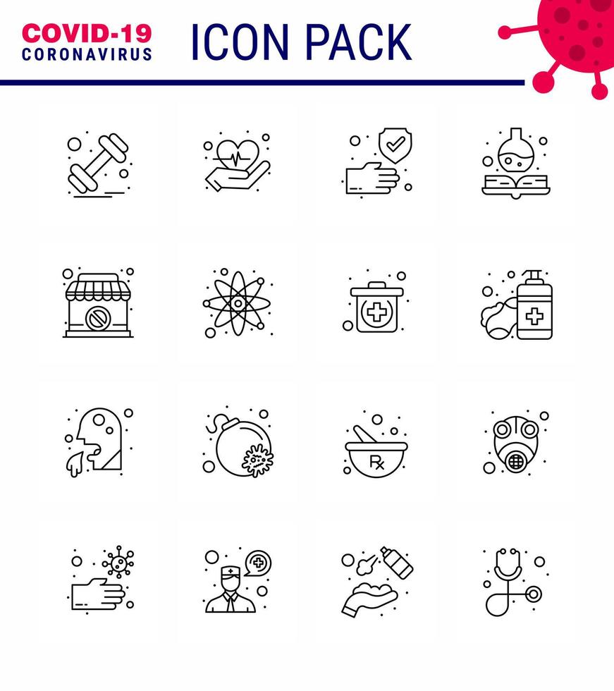 conjunto de iconos de prevención de coronavirus 25 tienda prohibida azul mano cerrada coronavirus viral médico 2019nov elementos de diseño de vector de enfermedad