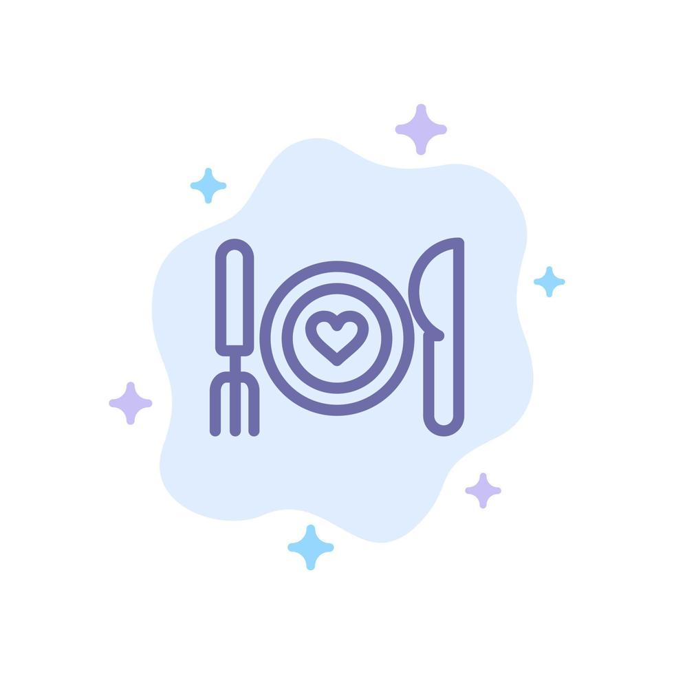 cena comida romántica fecha pareja icono azul sobre fondo de nube abstracta vector