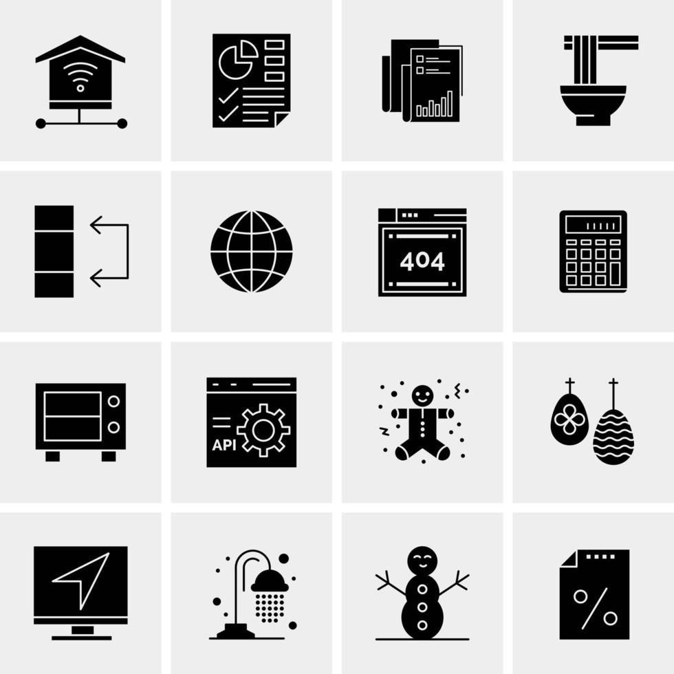 16 iconos de negocios universales vector ilustración de icono creativo para usar en proyectos relacionados con la web y dispositivos móviles