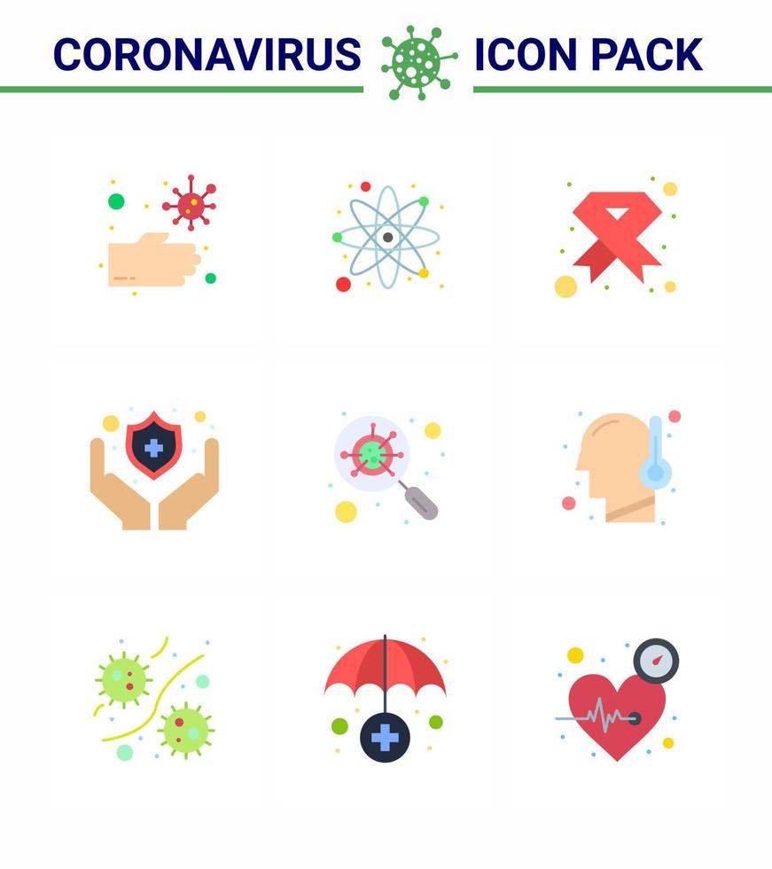 9 paquete de iconos de coronavirus covid19 de color plano, como devirus protect aids medical ribbon viral coronavirus 2019nov elementos de diseño de vectores de enfermedades