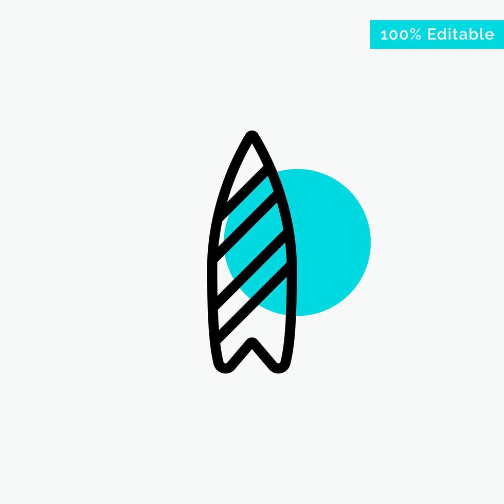 Recreation Sports Surfboard Surfing turquoise highlight circle point Vector icon