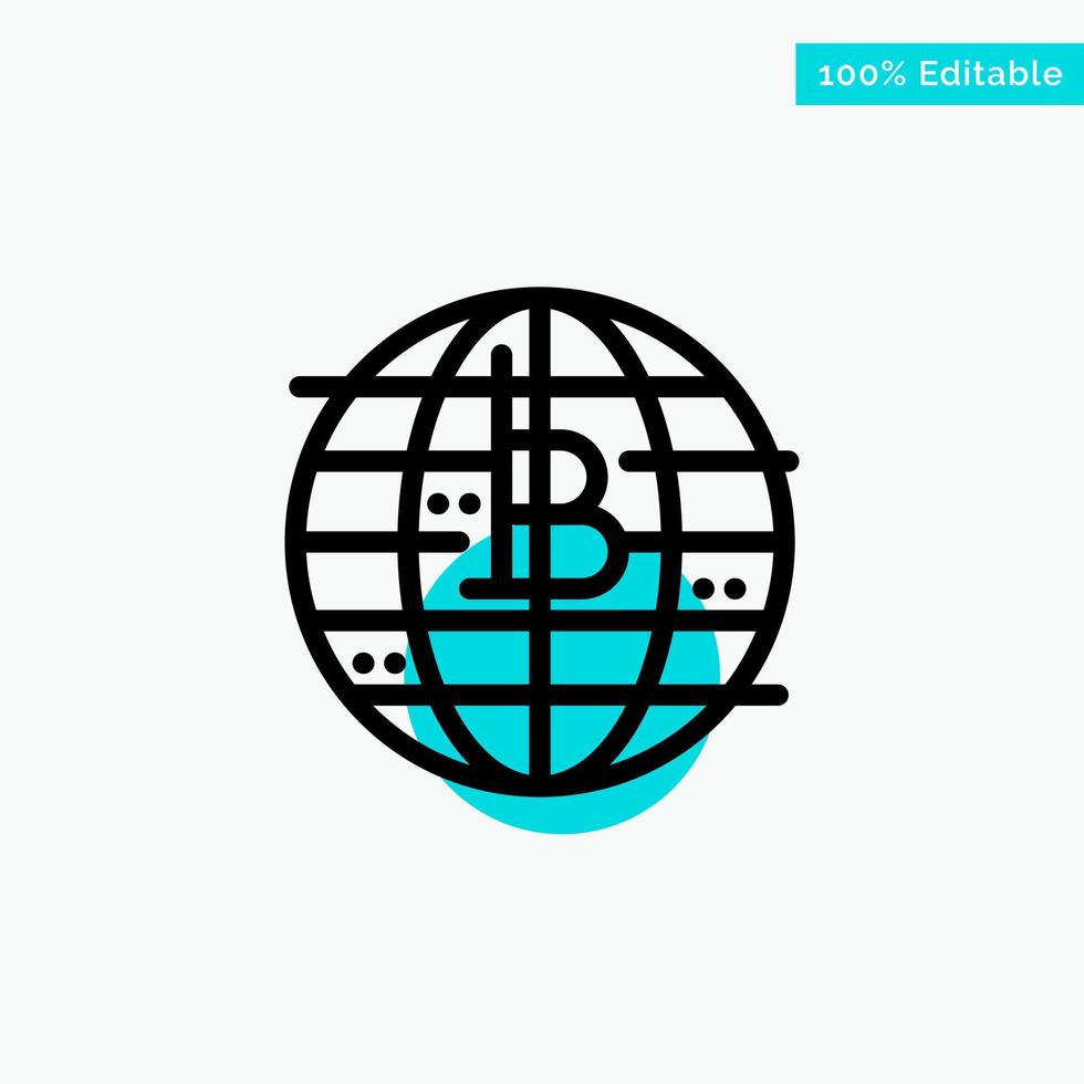 Future Money Bitcoin Block chain Crypto currency Decentralized turquoise highlight circle point Vector icon