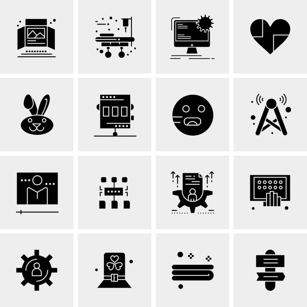 16 iconos de negocios universales vector ilustración de icono creativo para usar en proyectos relacionados con la web y dispositivos móviles