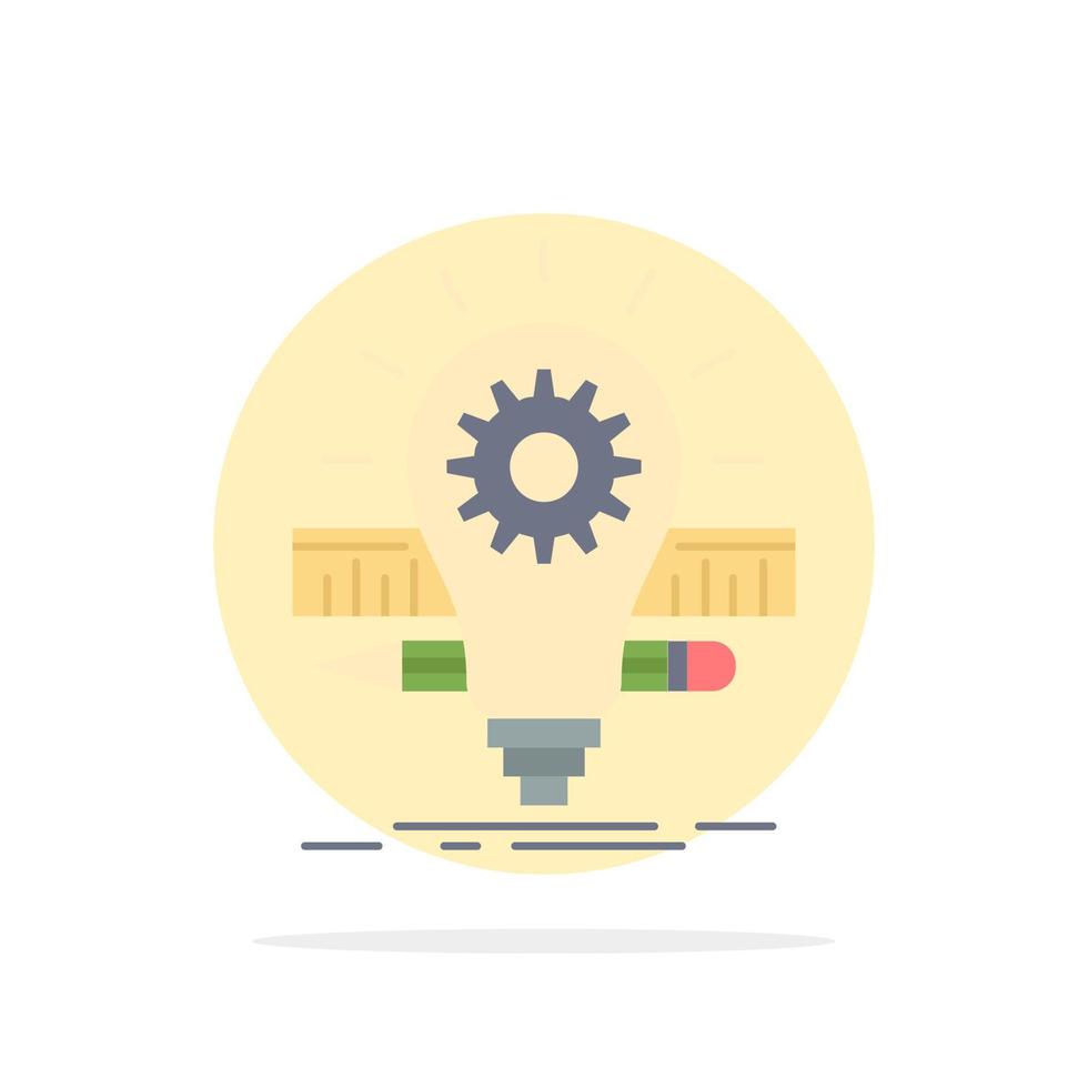 Development idea bulb pencil scale Flat Color Icon Vector