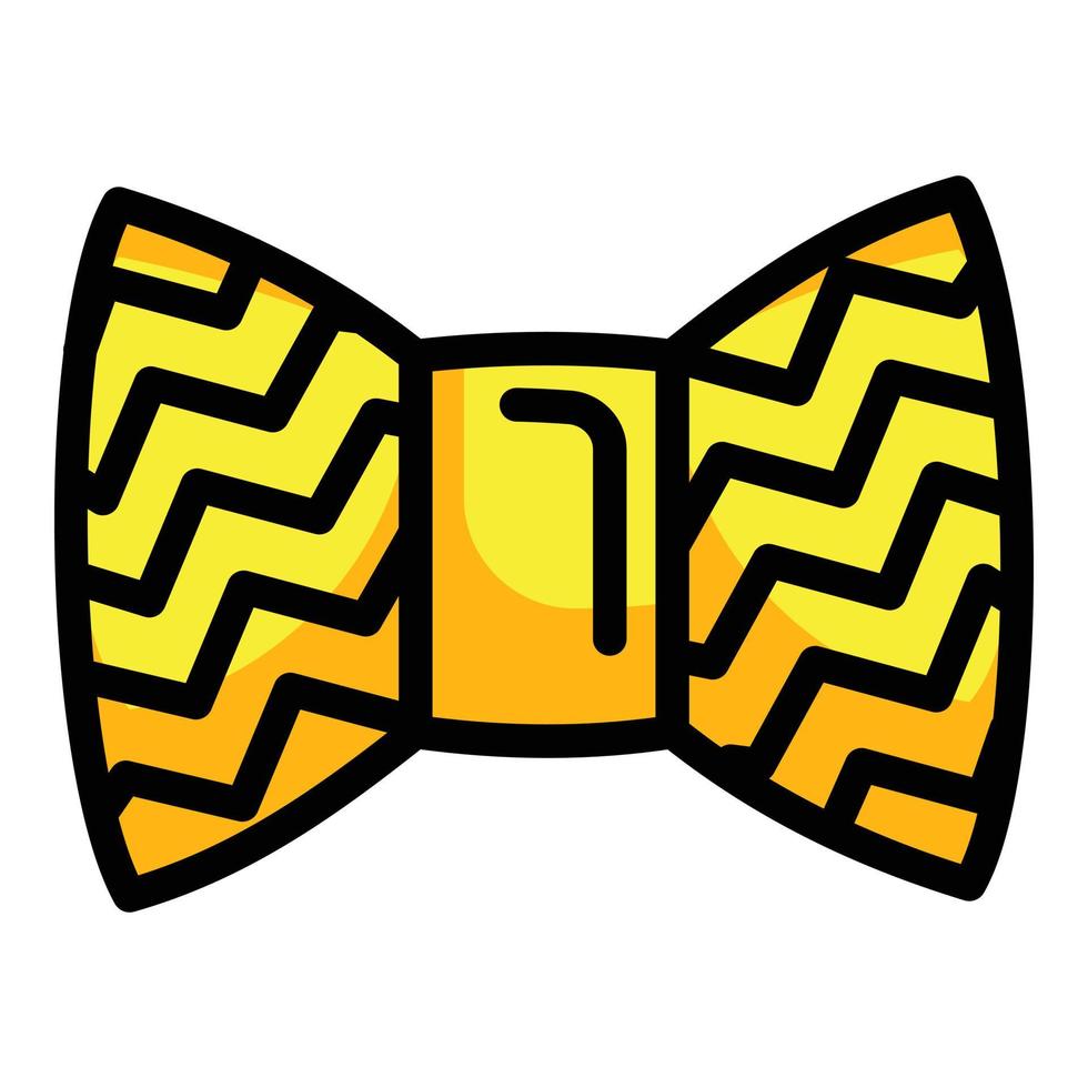 Yellow bow tie icon, outline style vector