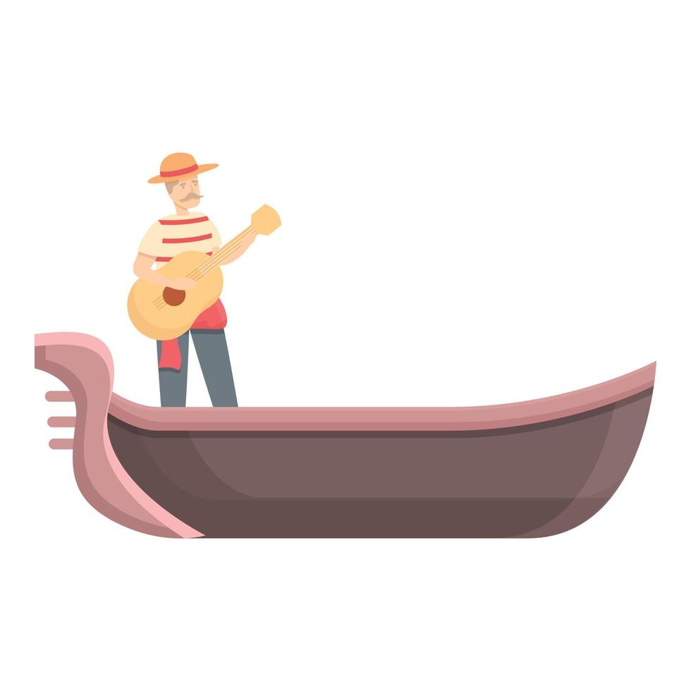 Venetian gondolier icon cartoon vector. Gondola boat vector