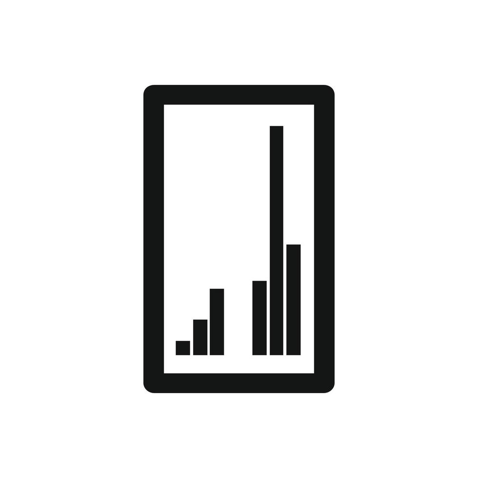 Tablet with charts icon, simple style vector