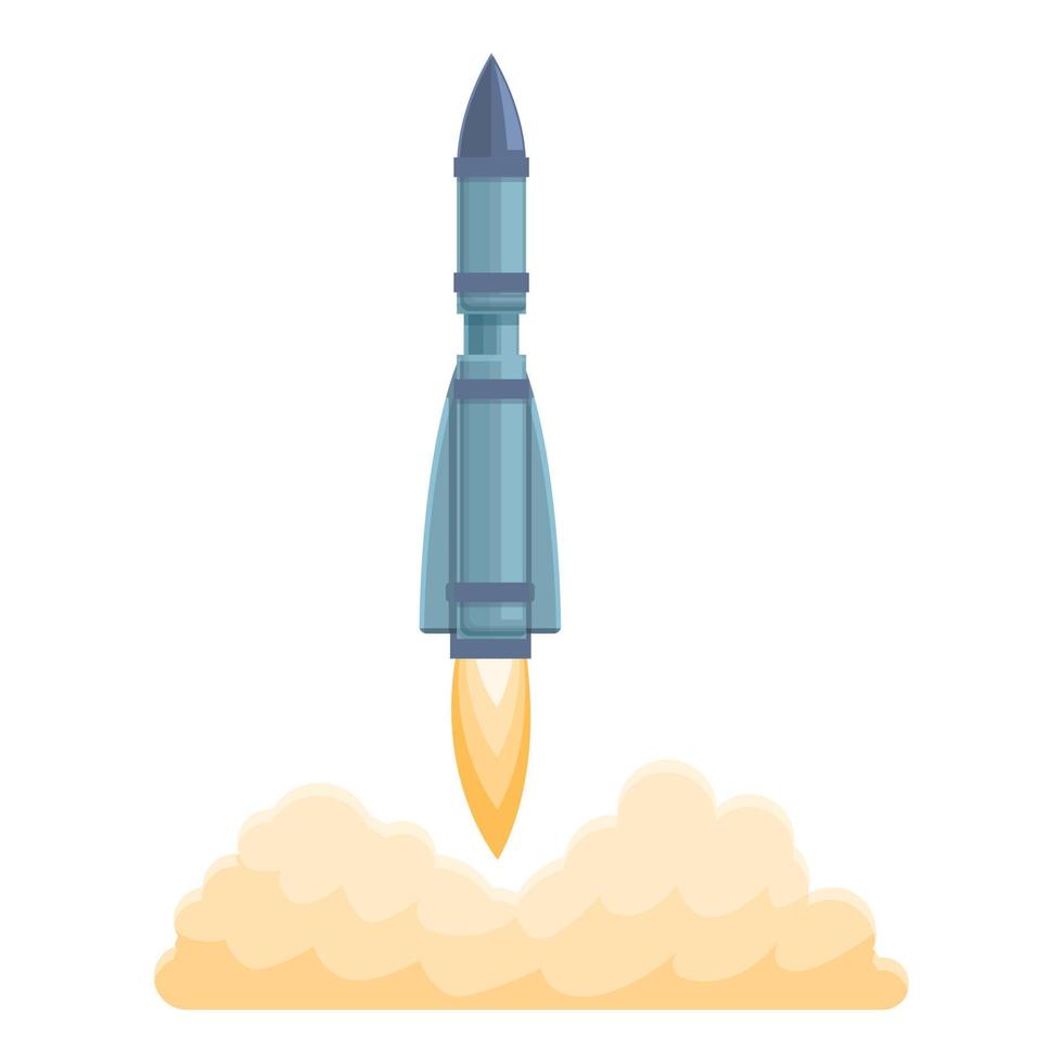 Spacecraft launch engine icon, cartoon style vector