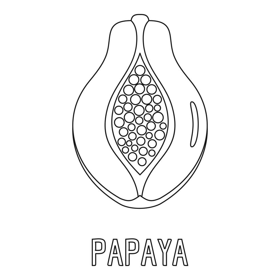 icono de papaya, estilo de contorno. vector