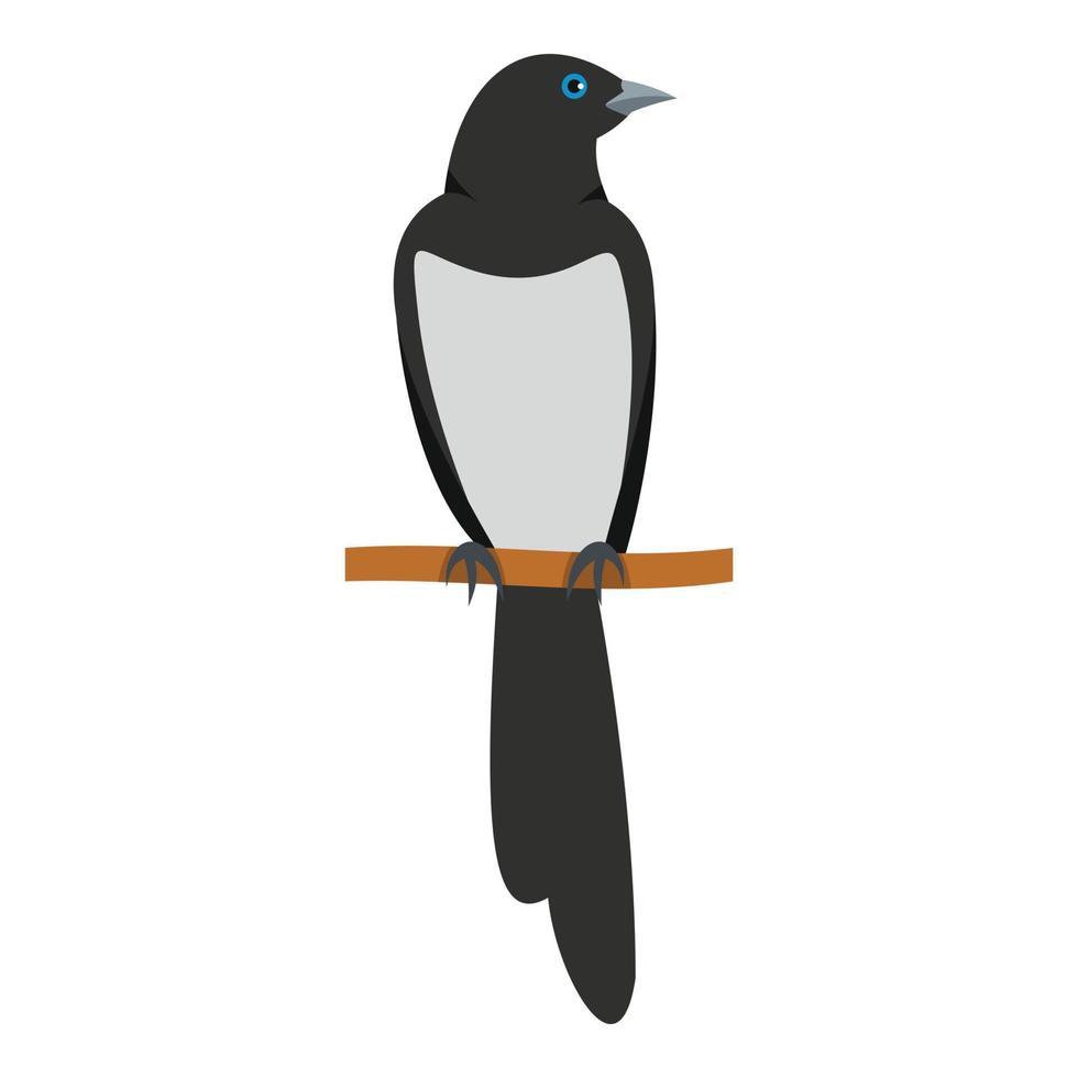 Sitting magpie icon, flat style vector